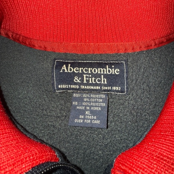 Vintage Abercrombie & Fitch Full Zip Jacket XL Red Stripe Track Style Navy - Picture 8 of 10